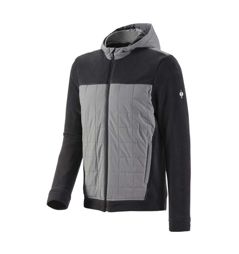 Jacken: Hybrid Kapuzenfleecejacke e.s.concrete + schwarz/basaltgrau 2