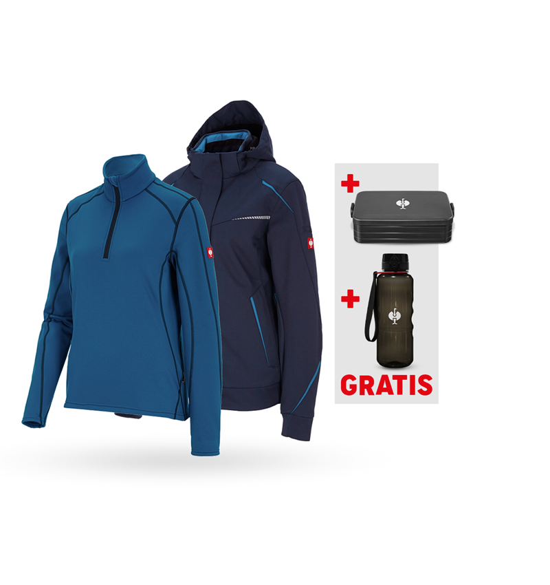 Bekleidungs-Sets: SET: Winter Softshellj. e.s.motion 2020+Troyer,Da. + dunkelblau/atoll