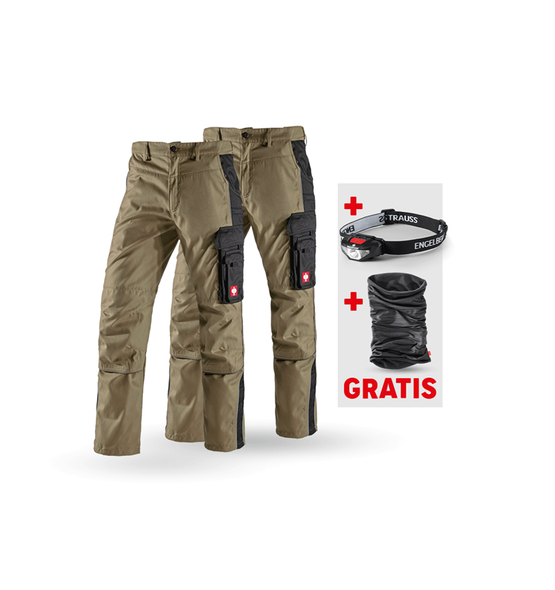 Bekleidung: SET: 2x Bundhose e.s.active + khaki/schwarz
