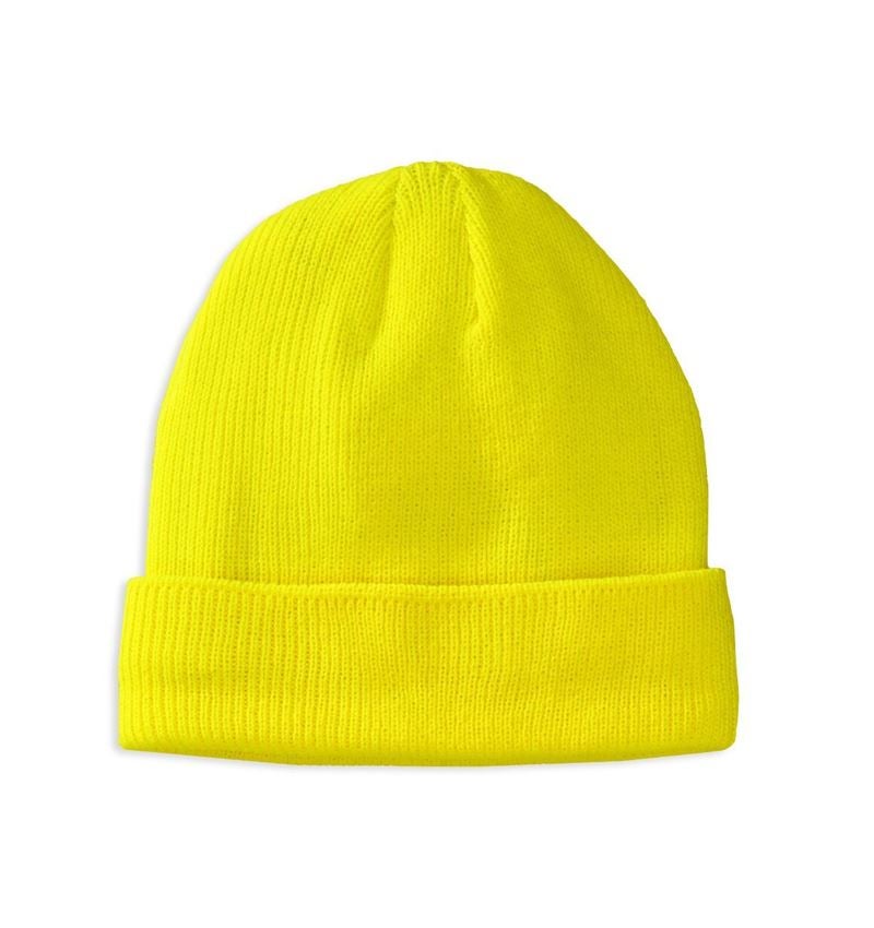 Accessoires: Winter-Strickmütze Neon + gelb