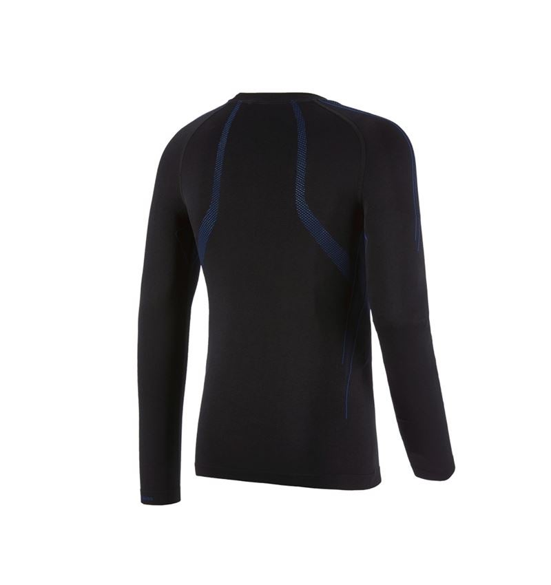 Unterwäsche | Thermokleidung: e.s. Funktions-Longsleeve seamless - warm + schwarz/enzianblau 2