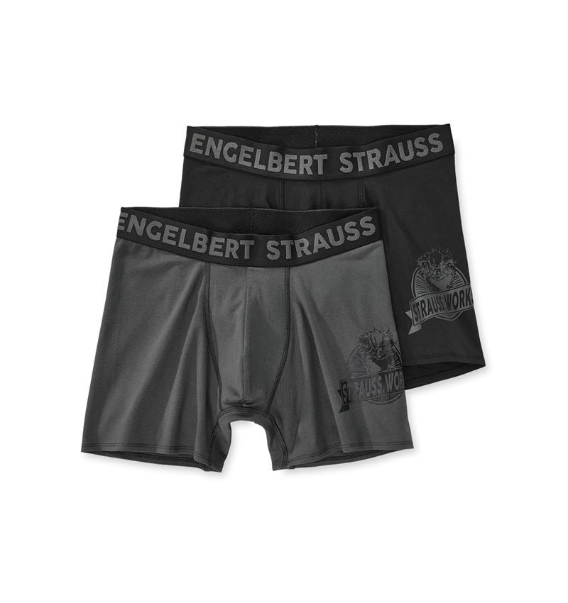 Unterwäsche | Thermokleidung: Longleg Pants e.s.iconic, 2er Pack + carbongrau+schwarz