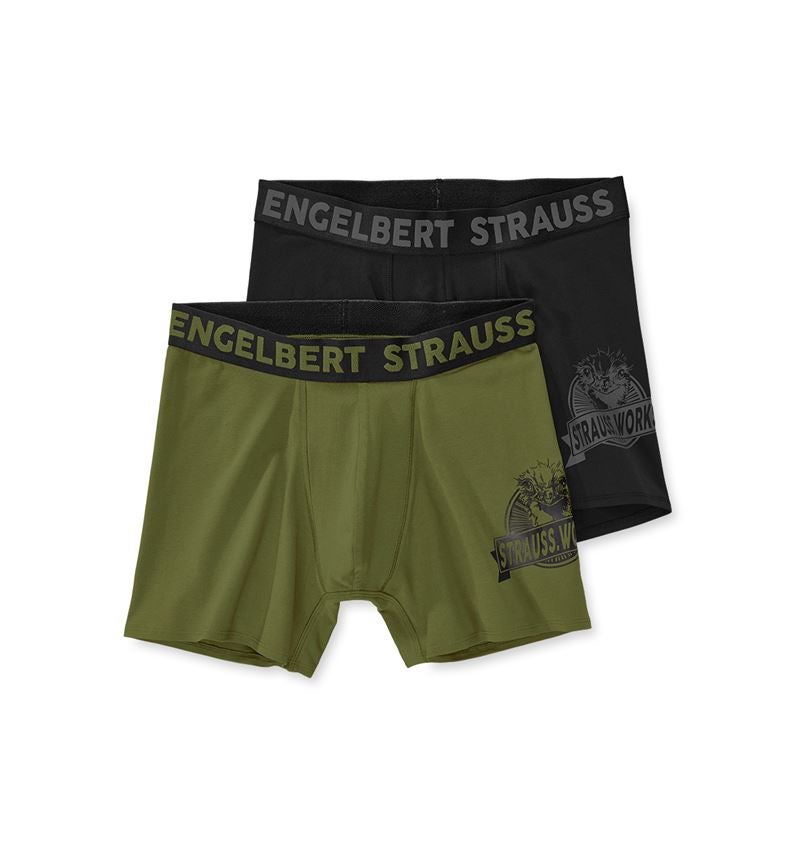 Unterwäsche | Thermokleidung: Longleg Pants e.s.iconic, 2er Pack + berggrün+schwarz