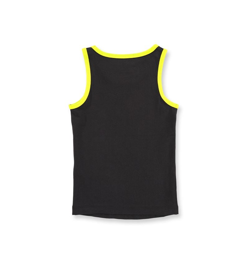 Unterwäsche: e.s. cotton stretch Tank-Shirt, 2er Pack, Kinder + schwarz/acidgelb 2