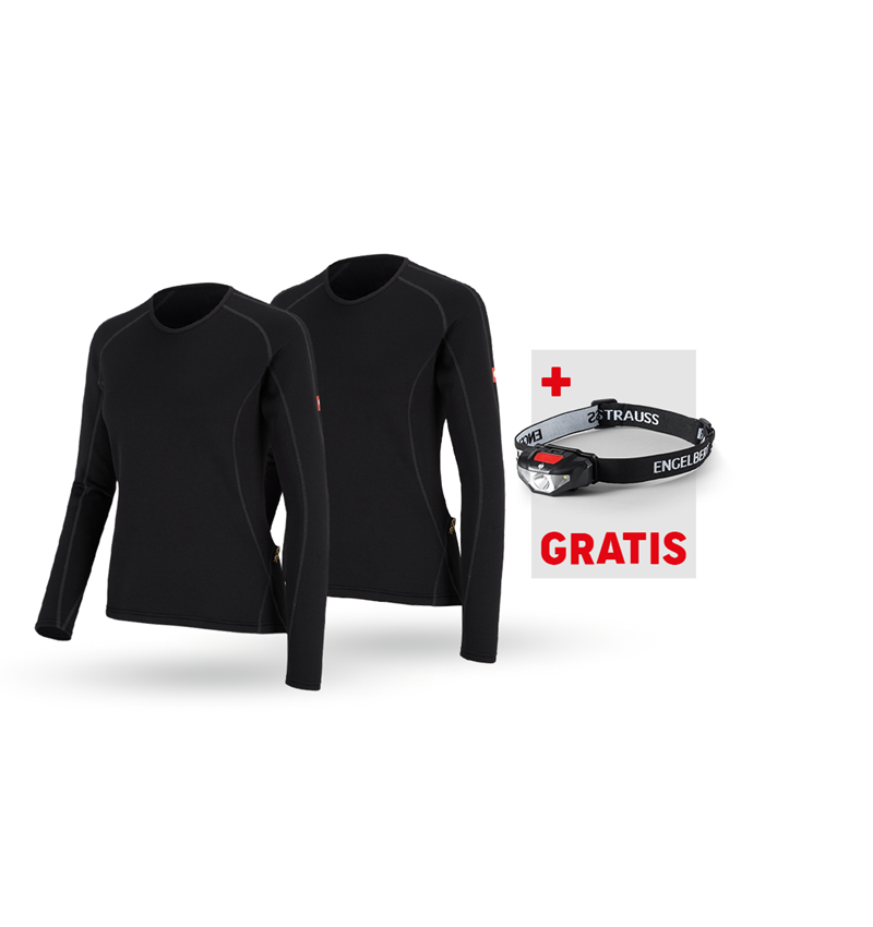 Bekleidungs-Sets: SET: 2x e.s.Funk.-Longsleeve thermo str.-x-warm,D. + schwarz