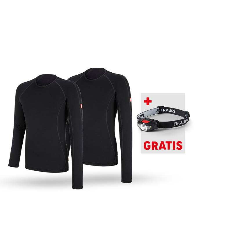 Bekleidung: SET: 2xe.s. Funk.-Longsleeve thermo stretch-x-warm + schwarz