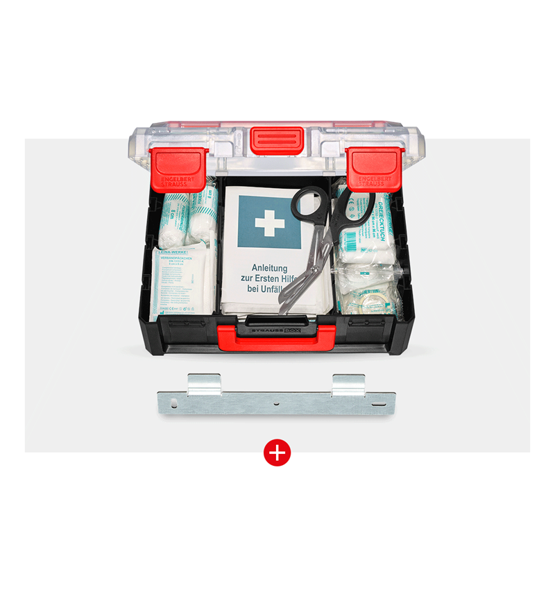 Arbeitsschutz: STRAUSSbox Betriebsverbandskasten DIN 13157+Halter