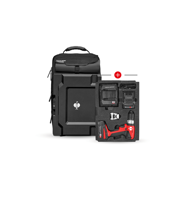 Elektrowerkzeuge: Einlage Akkuschrauber + STRAUSSbox Rucksack + schwarz