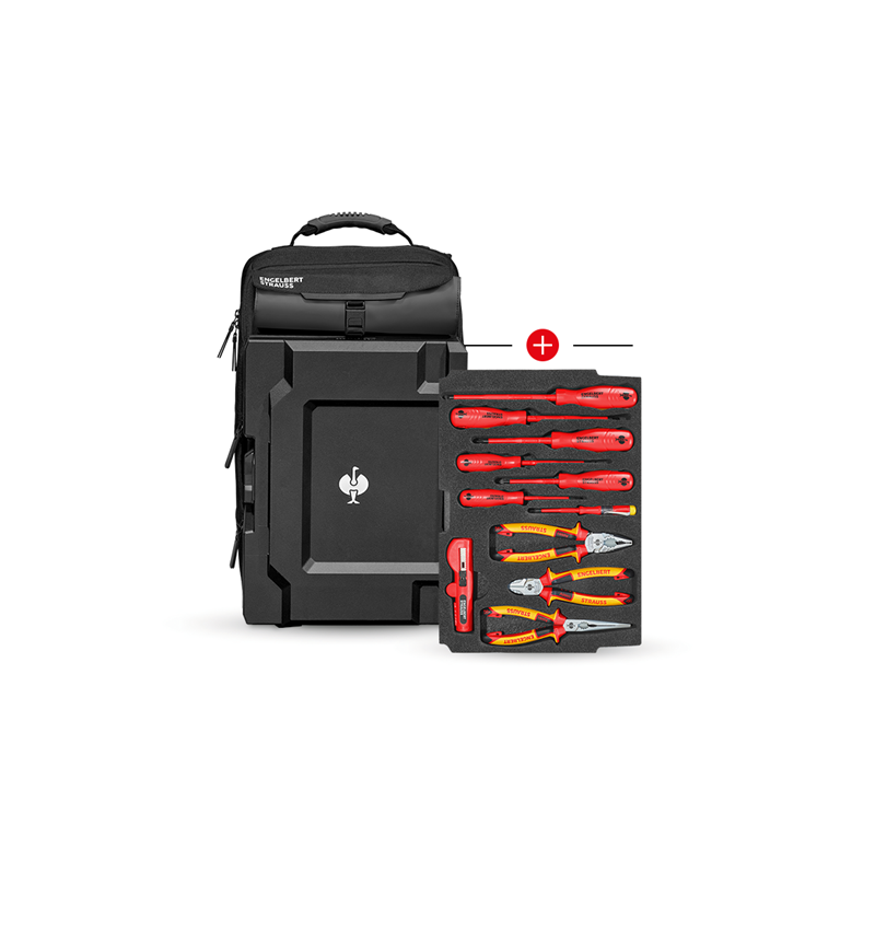 STRAUSSbox System: Einlage Elektro Classic + STRAUSSbox Rucksack + schwarz