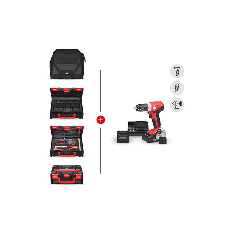 Elektrowerkzeuge: Werkzeug-Set + Multi Bohrschrauber + STRAUSSbox + schwarz