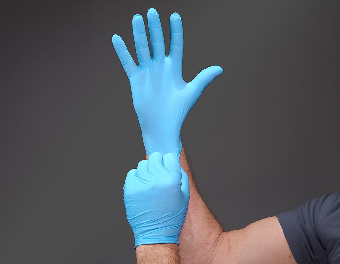 Einweghandschuhe: Einweg Nitril-Handschuhe, puderfrei + blau 1