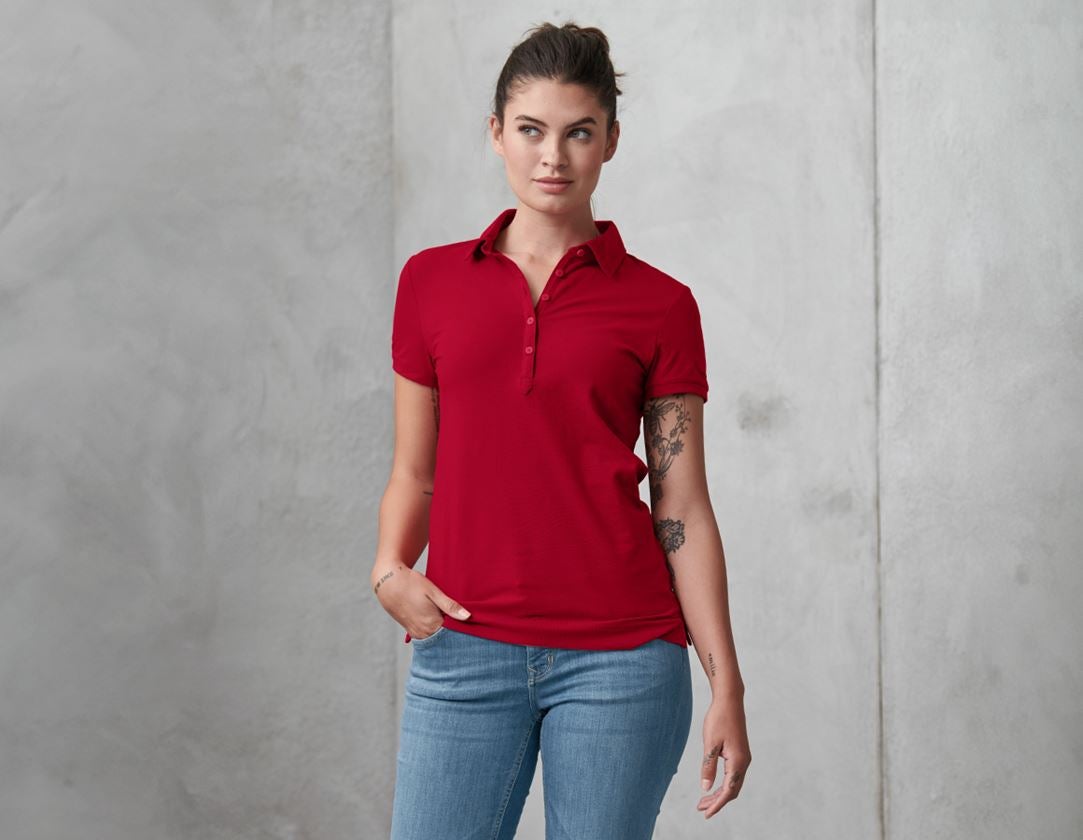 Shirts & Co.: e.s. Polo-Shirt cotton stretch, Damen + feuerrot