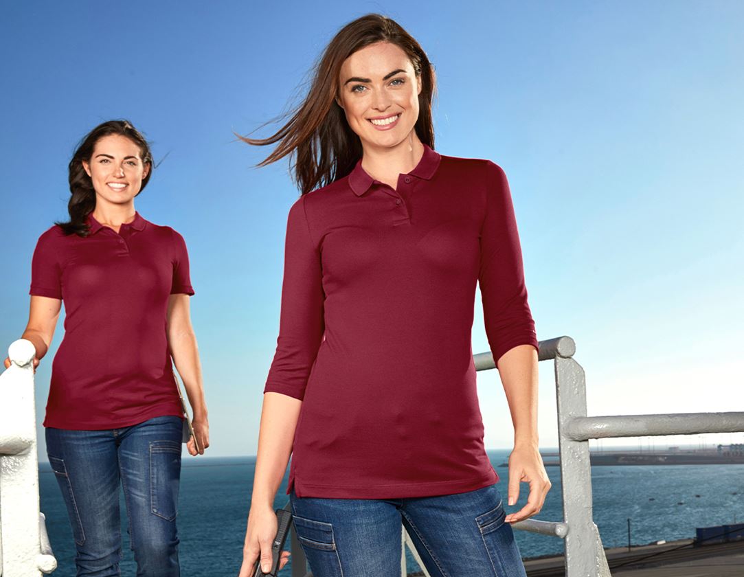 Shirts & Co.: e.s. Piqué-Polo 3/4 Arm cotton stretch, Damen + bordeaux 2