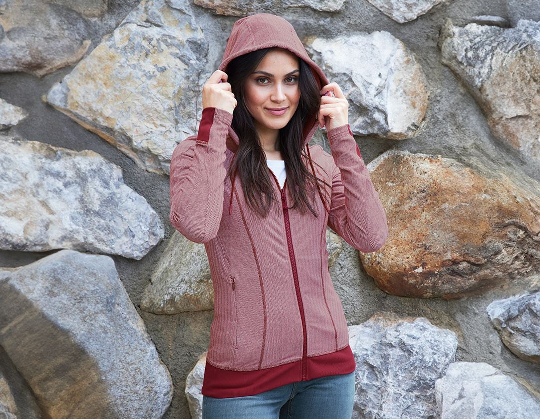 Jacken: e.s. Funktions Kapuzenjacke herringbone, Damen + rubin 4