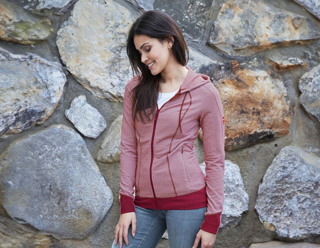 Jacken: e.s. Funktions Kapuzenjacke herringbone, Damen + rubin 5