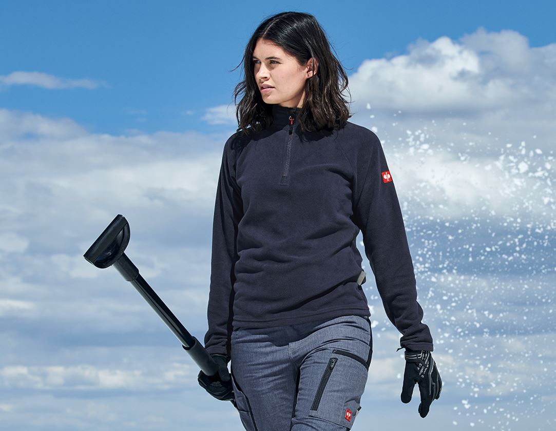 Shirts & Co.: Damen Microfleece Troyer dryplexx® micro + dunkelblau