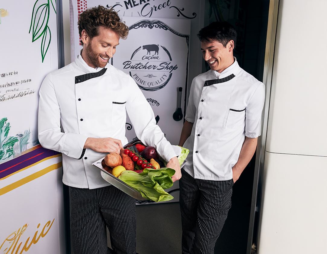 Shirts & Co.: Kochjacke Elegance, halbarm + weiß/schwarz 1