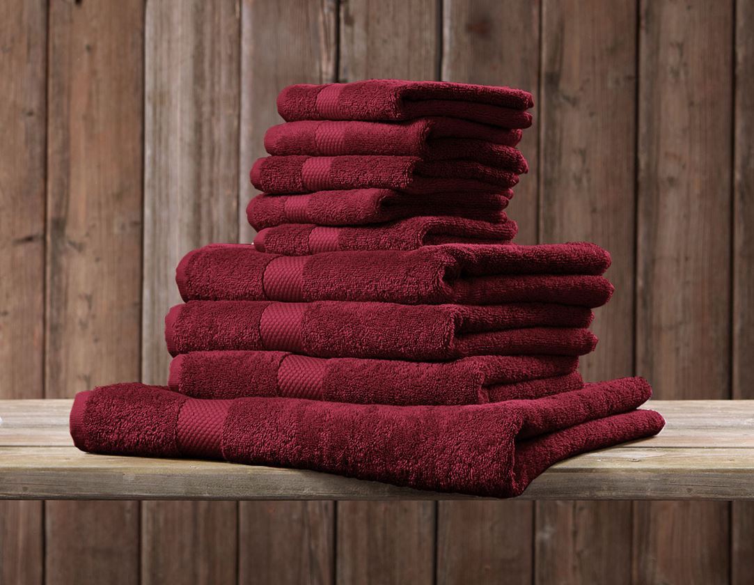 Tücher: Gästehandtuch Premium 5er Pack + bordeaux