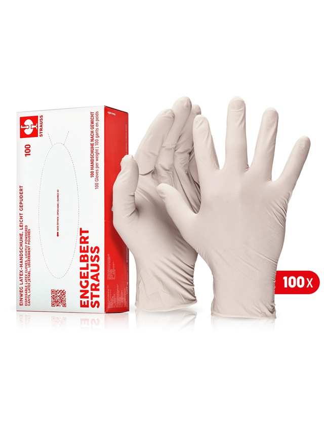 Einweghandschuhe: Einweg Latex-Handschuhe, leicht gepudert