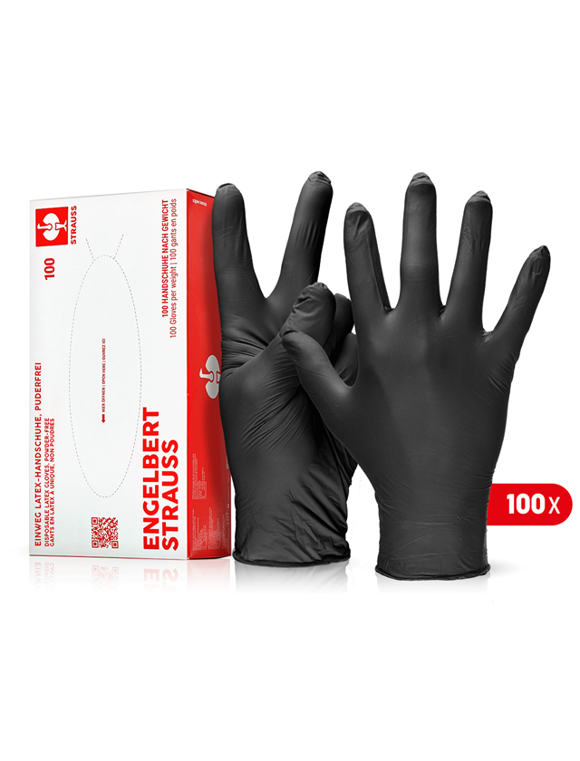 Einweghandschuhe: Einweg Latex-Handschuhe, puderfrei + schwarz