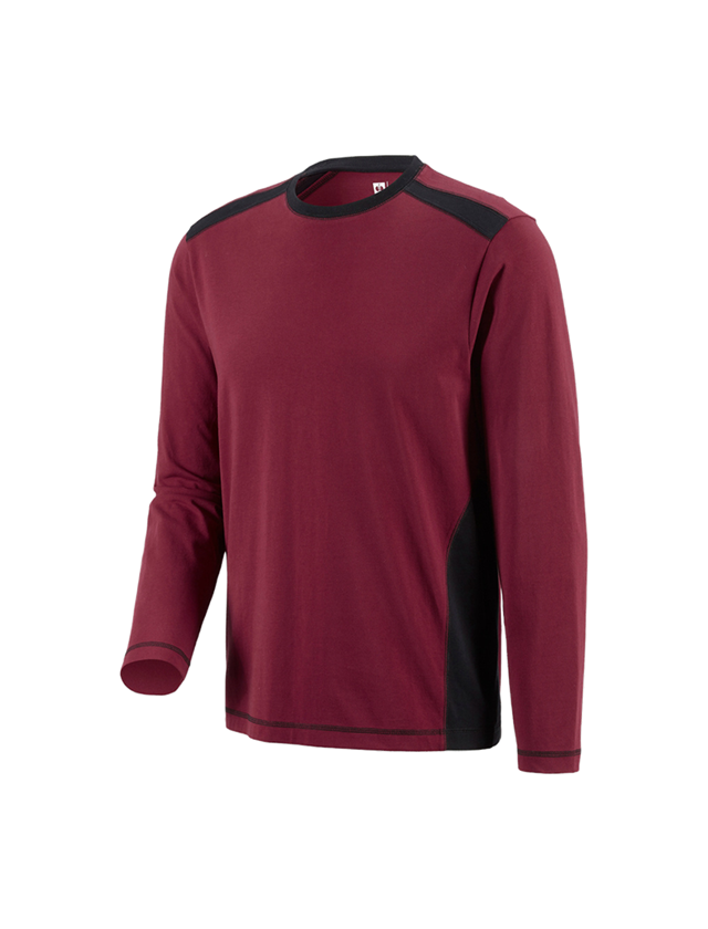 Shirts & Co.: Longsleeve cotton e.s.active + bordeaux/schwarz 3