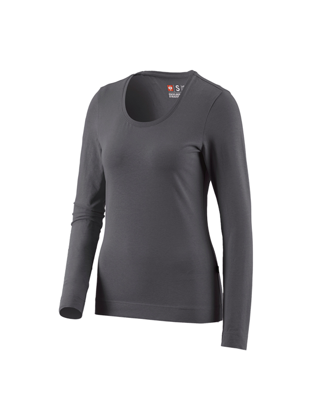 Shirts & Co.: e.s. Longsleeve cotton stretch, Damen + anthrazit 2