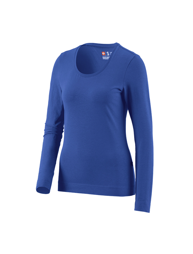 Shirts & Co.: e.s. Longsleeve cotton stretch, Damen + kornblau