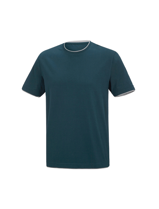 Shirts & Co.: e.s. T-Shirt cotton stretch Layer + seeblau/platin