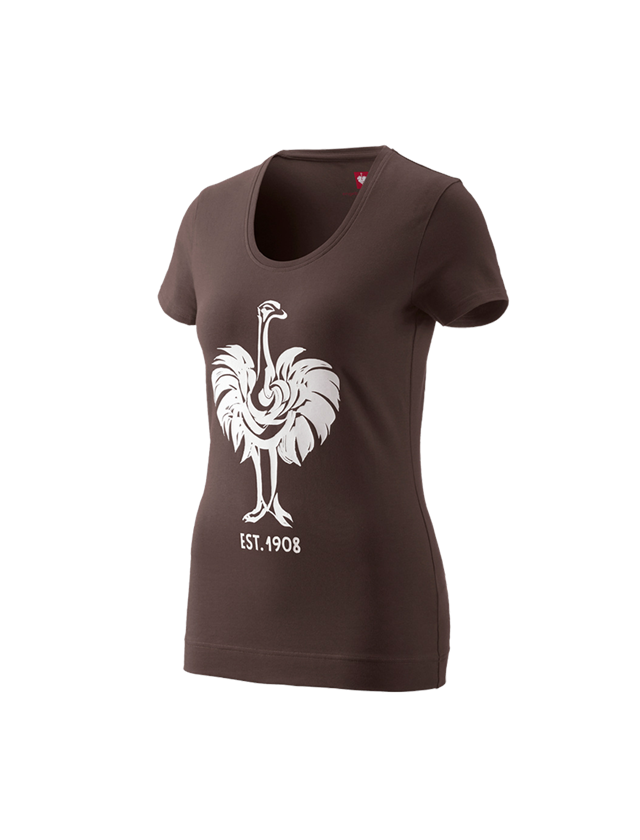 Shirts & Co.: e.s. T-Shirt 1908, Damen + kastanie/weiß 1