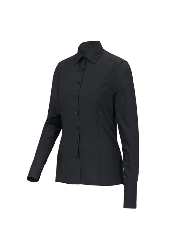 Shirts & Co.: Business Bluse e.s.comfort, langarm + schwarz