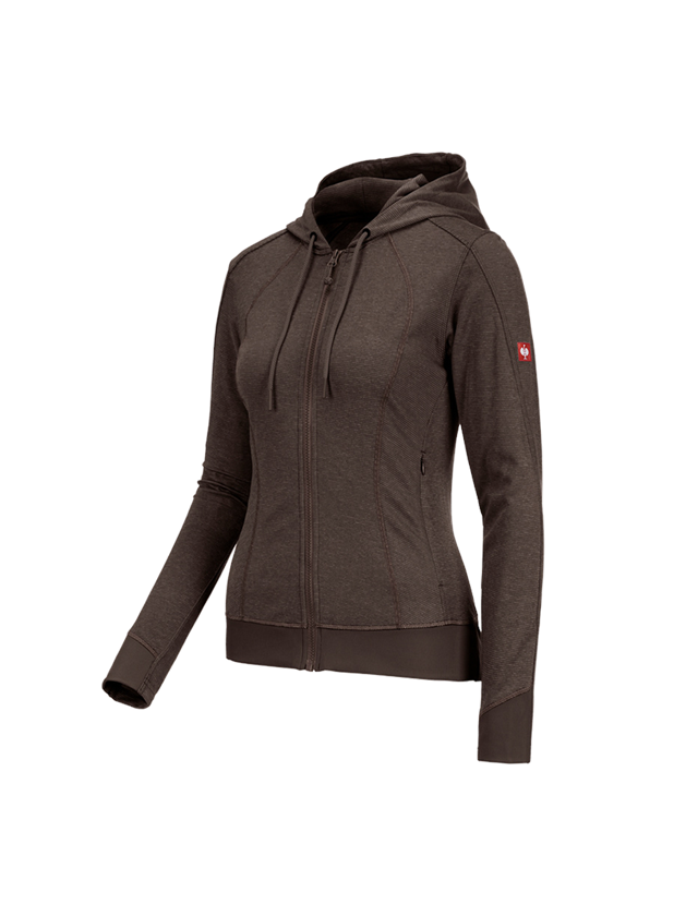 Jacken: e.s. Funktions Kapuzenjacke stripe, Damen + kastanie