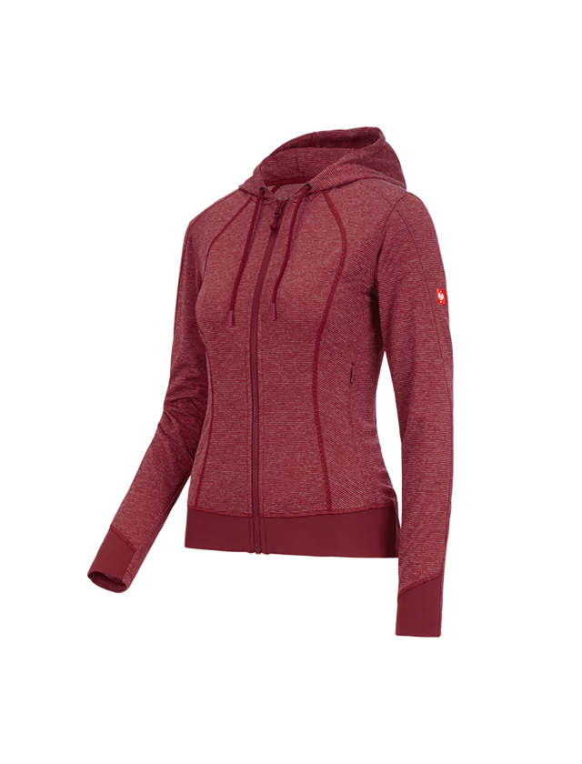 Jacken: e.s. Funktions Kapuzenjacke stripe, Damen + rubin