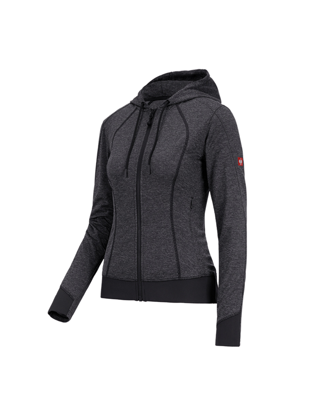 Jacken: e.s. Funktions Kapuzenjacke stripe, Damen + schwarz 2