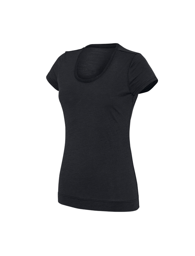 Shirts & Co.: e.s. T-Shirt Merino light, Damen + schwarz