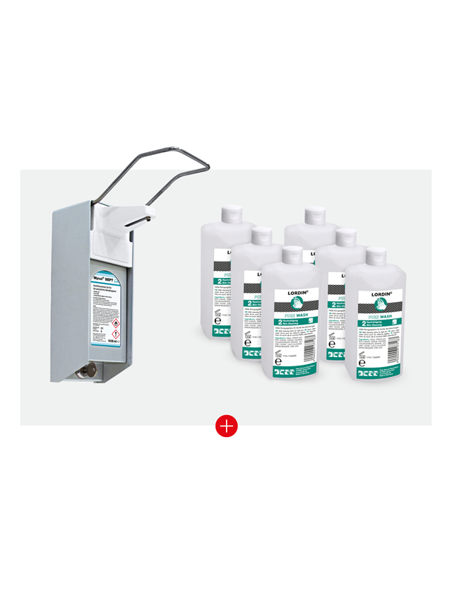 Handreinigung | Hautschutz: SET: 6x LORDIN® Pure Wash 500 ml + Seifenspender
