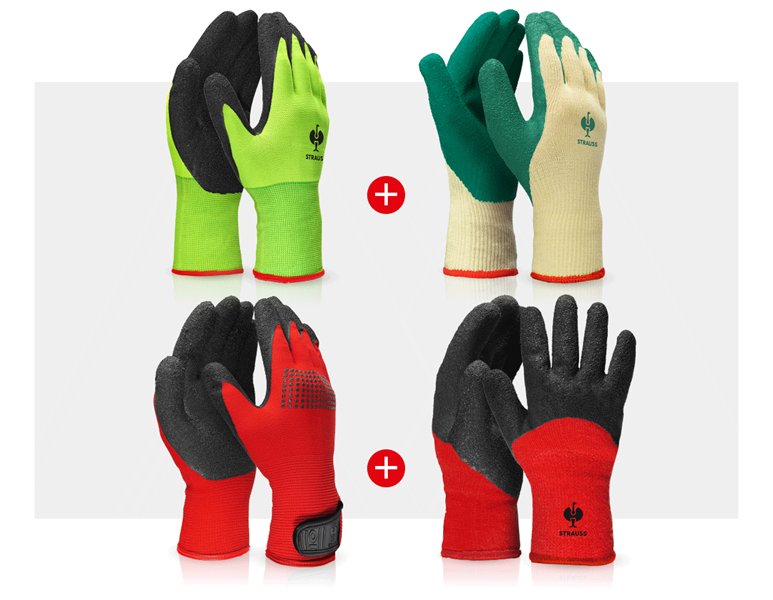 Hoofdaanzicht, Arbeidsveiligheid, Handschoen-pro set gebreid-latex