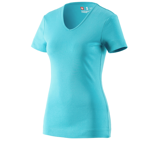 Vue principale, Basics, e.s. T-shirt cotton V-Neck, femmes, bleu capri