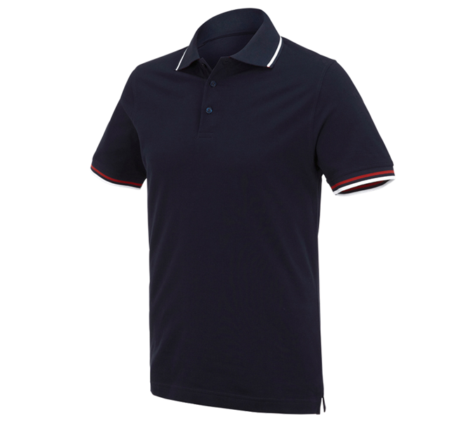 Vue principale, Polos, e.s. Polo cotton Deluxe Colour, bleu foncé/rouge