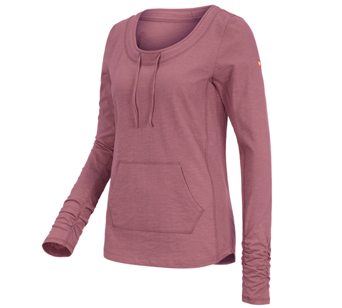 Vue principale, T-shirts à manches longues, e.s. Longsleeve cotton slub, femmes, vieux rose