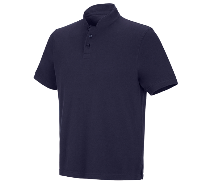 Hoofdaanzicht, Kleding, e.s. Poloshirt cotton Mandarin, donkerblauw