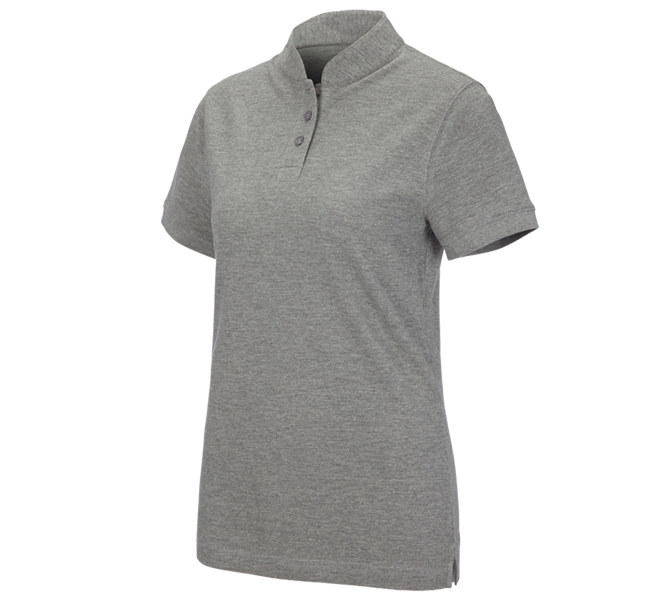 Vue principale, Thèmes, e.s. Polo cotton Mandarin, femmes, gris mélange