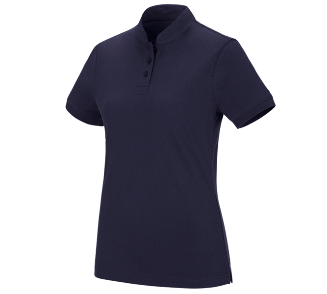 Vue principale, Basics, e.s. Polo cotton Mandarin, femmes, bleu foncé
