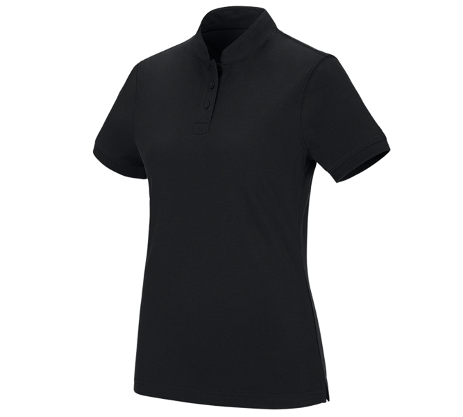 Vue principale, Polos, e.s. Polo cotton Mandarin, femmes, noir