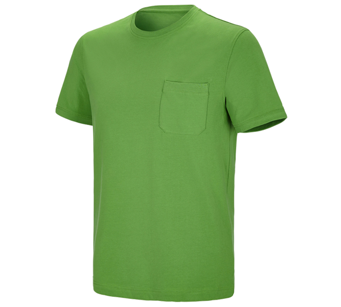 Hoofdaanzicht, T-Shirts, e.s. T-shirt cotton stretch Pocket, zeegroen