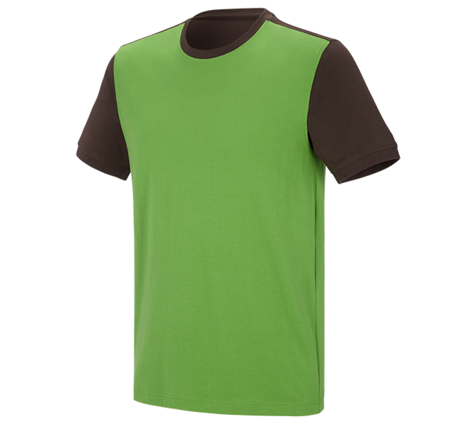 Hoofdaanzicht, T-Shirts, e.s. T-shirt cotton stretch bicolor, zeegroen/kastanje