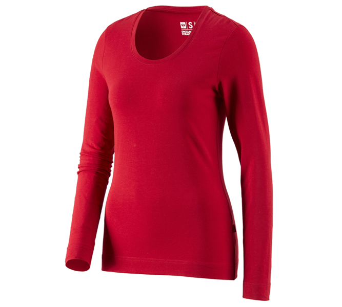 Vue principale, Aperçu des collections e.s., e.s. Longsleeve cotton stretch, femmes, rouge vif