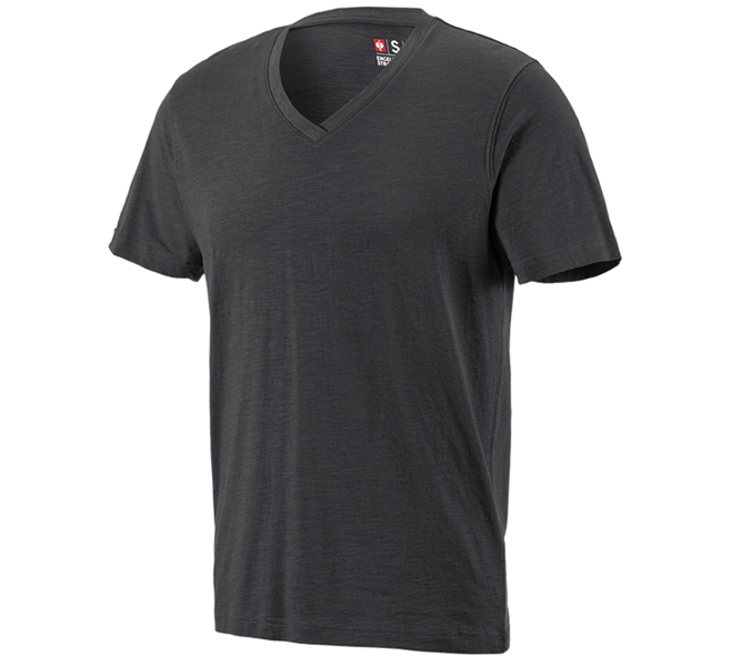 Hoofdaanzicht, T-Shirts, e.s. T-Shirt cotton slub V-Neck, grafiet