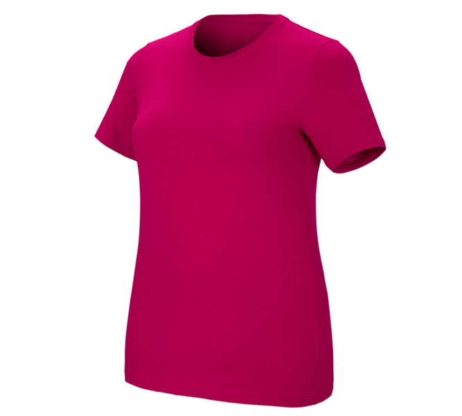 Hoofdaanzicht, T-Shirts, e.s. T-Shirt cotton stretch, dames, plus fit, bessen