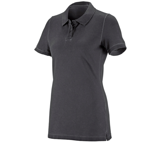 Hoofdaanzicht, Koopjes, e.s. Polo-Shirt vintage cotton stretch, dames, oxidezwart vintage