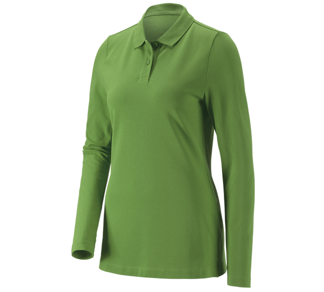 Hoofdaanzicht, Bovenkleding, e.s. Pique-Polo longsleeve cotton stretch,dames, zeegroen